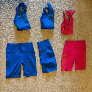 Fabletics Electric Blue PowerHold Bike shorts set bundle